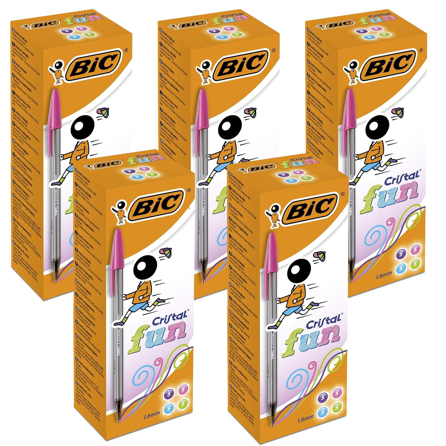 20x BIC Cristal Fun Ballpoint Pens 1.6mm Assorted Colours