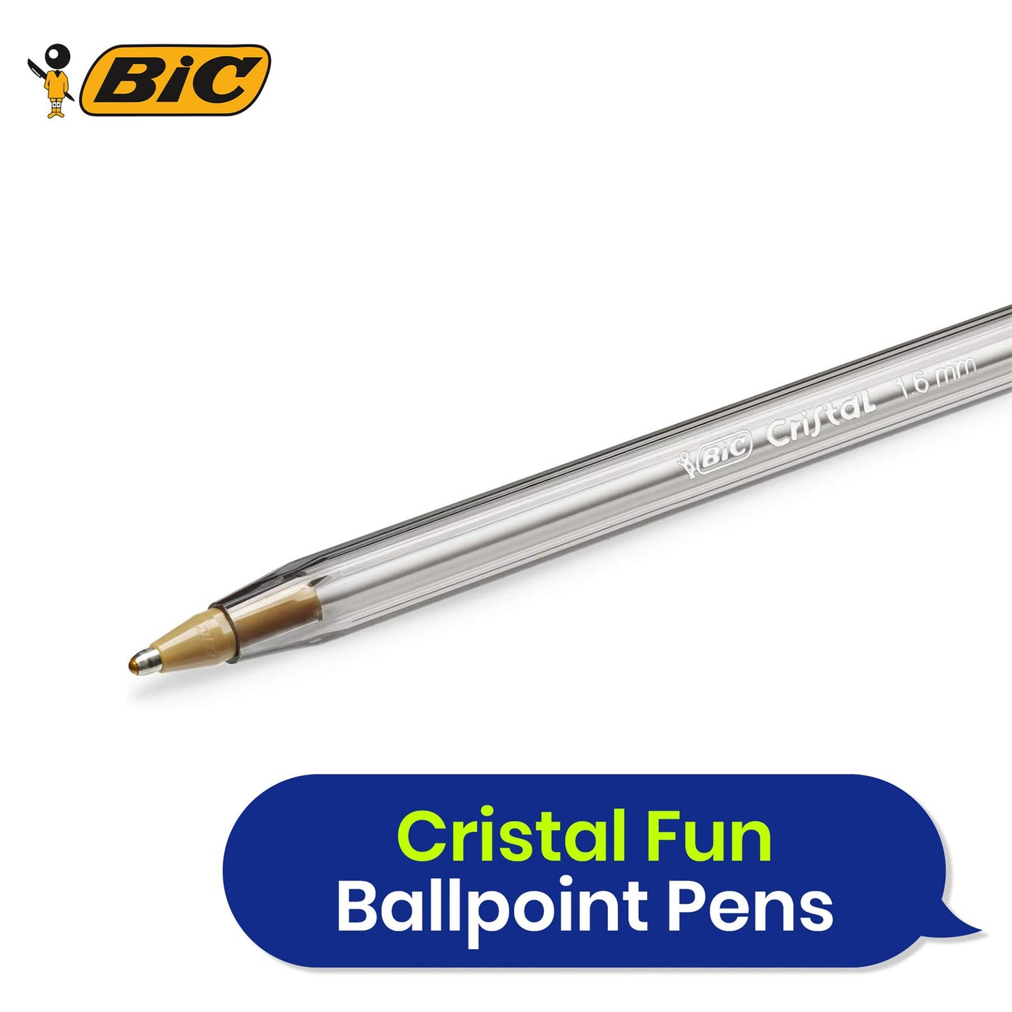 20x BIC Cristal Fun Ballpoint Pens 1.6mm Assorted Colours