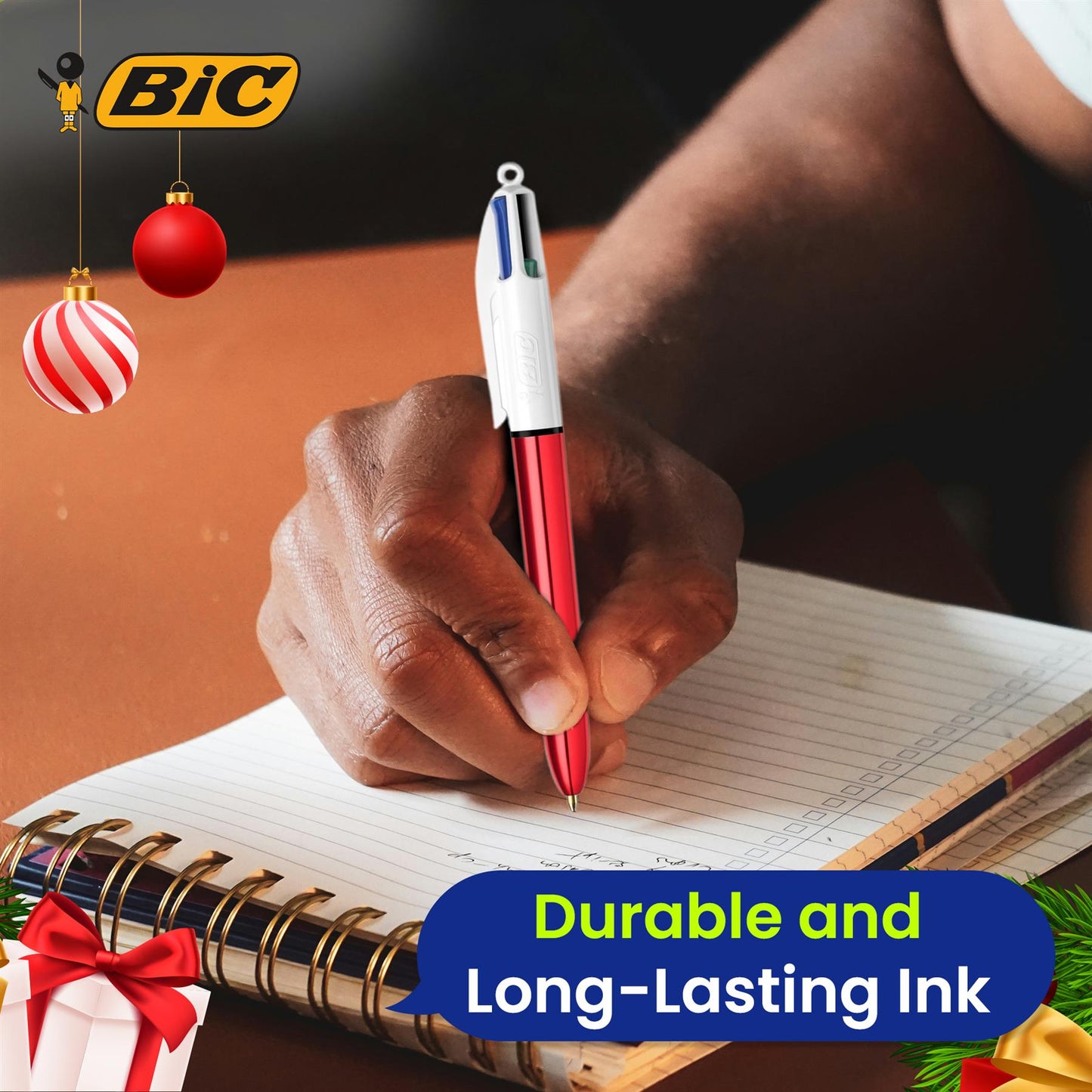 Bic 4 Colour Shine - Christmas Blister 1 Gold, 1 Silver, and 1 Red Pen