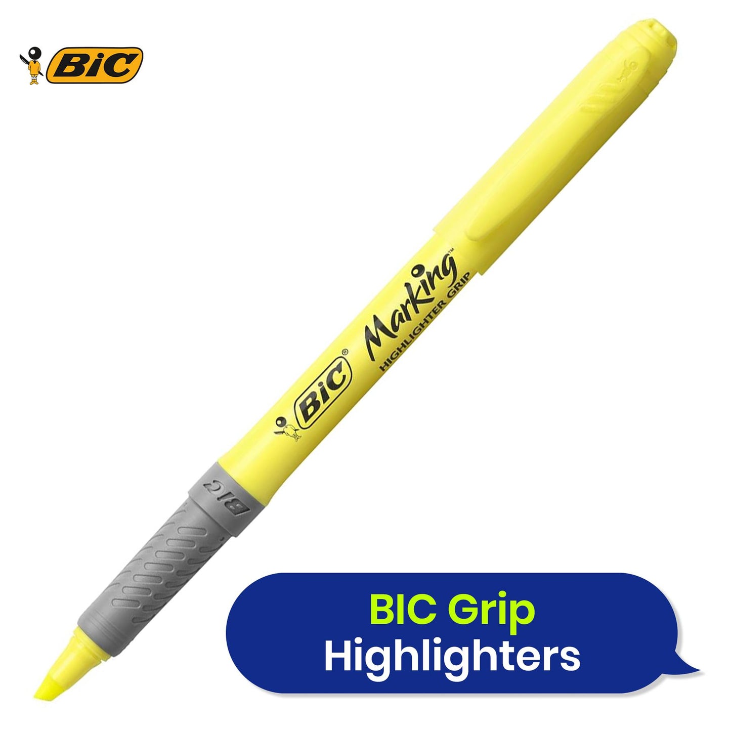 BIC CRISTAL FUN BALLPEN 1.6MM ASSORTED - PACK OF 20 + PUKKA WHITE A5 WIREBOUND PADS 200 page 80gsm (RULED/MARGIN) - PACK OF 3 + BIC Briteliner Grip Highlighters - Yellow/Blue/Green/Pink (Pack of 4)