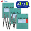 Pukka Pad, A4 Metallic Jotta Book 3 Pack � 21 x 30cm +  Pilot BX V5 Black Hi-Tecpoint Extra Fine Rollerball Pen 0.5 mm Nib Tip 0.3 mm Line Width (Pack of 6)