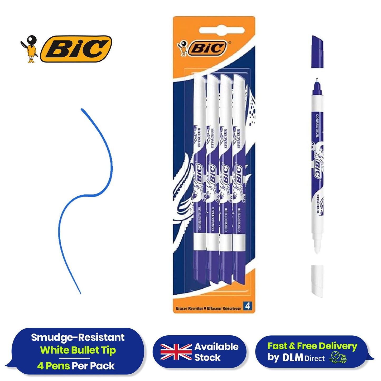 BIC Dual Tip Ink Eraser Rubber with Precision Ink Removal for Home & Office