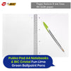 3x Pukka Pad Notebooks & 20x BIC Cristal Fun Lime Green Pens for School & Office Use