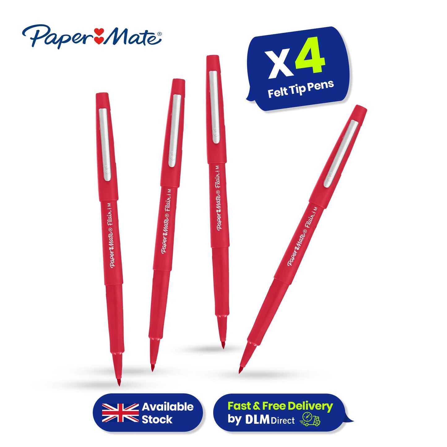 Papermate Flair Felt-Tip Pens Bundle, 4x Red, 4x Green, 5x Blue & 5x Black for Smooth & Vibrant Writing