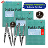 Pukka Pad, A4 Metallic Jotta Book 3 Pack � 21 x 30cm +  Pilot BX V5 Black Hi-Tecpoint Extra Fine Rollerball Pen 0.5 mm Nib Tip 0.3 mm Line Width (Pack of 6)