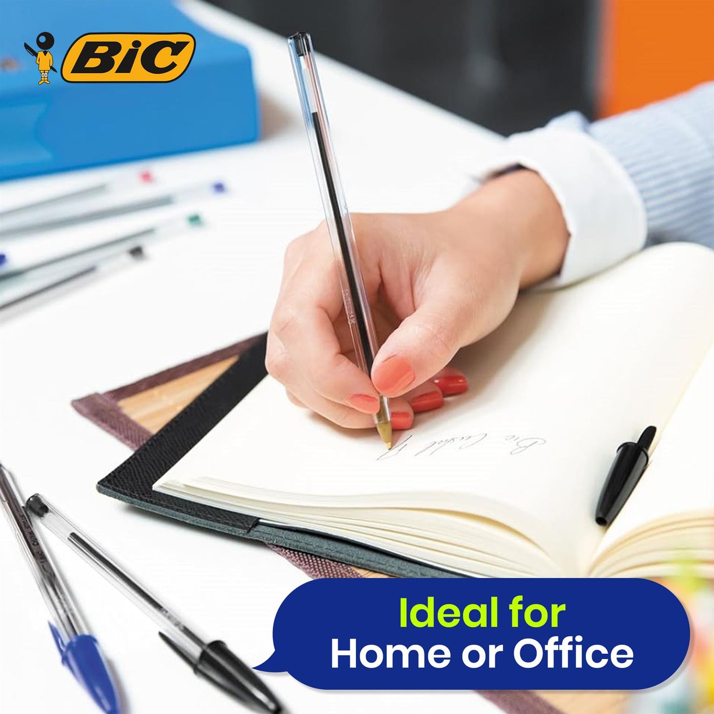 BIC Cristal Original Ballpoint Pens, Fine 1.0mm, 10 Assorted Colours, Comfortable Grip for School and Office