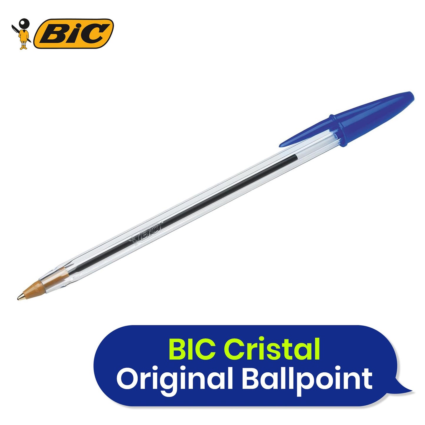 BIC Cristal 10 Pack Ballpoint Pens & 1Pcs Tipp-Ex Shake'n Squeeze Quick-Drying Correction Pen