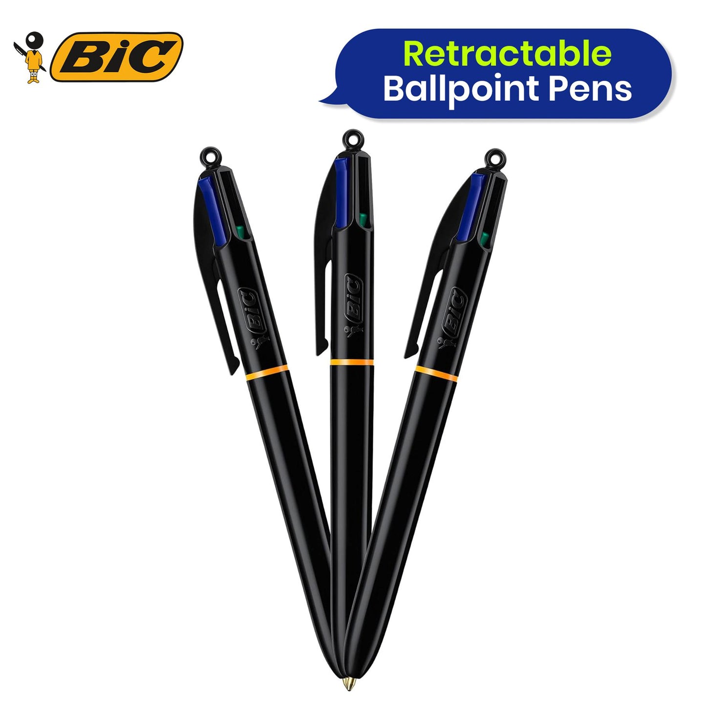 BIC 4 Colours Pro Retractable Ballpoint Pens, Multicolor, Box of 6 + Pukka Pad Jotta A5 Notebook JM021 - Pack of 12 + Bic Cristal Original Ballpoint Pens,