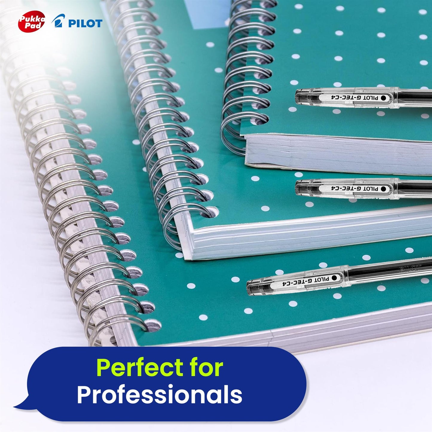 Pukka Pad 3x A4 Jotta Notebook & 3x Pilot G-Tec C4 Gel Rollerball Pen Ideal for School and Office Use