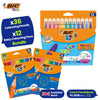 12x BIC Kids Kid Couleur Baby Colouring Pens & Evolution Ecolutions Colouring Pencil 18Pcs Pencils, Washable Ink and Easy to Use Set