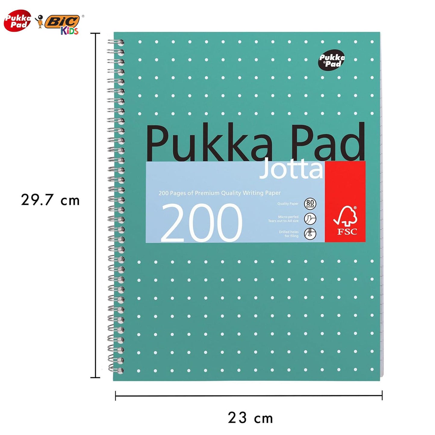 Pukka Pad 3x A4 Jotta Notebook & 20x BIC Kids Visa Colouring Pens Ideal for School and Office Use