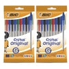 BIC Cristal Original Ballpoint Pens, Fine 1.0mm, 10 Assorted Colours, Comfortable Grip for School and Office