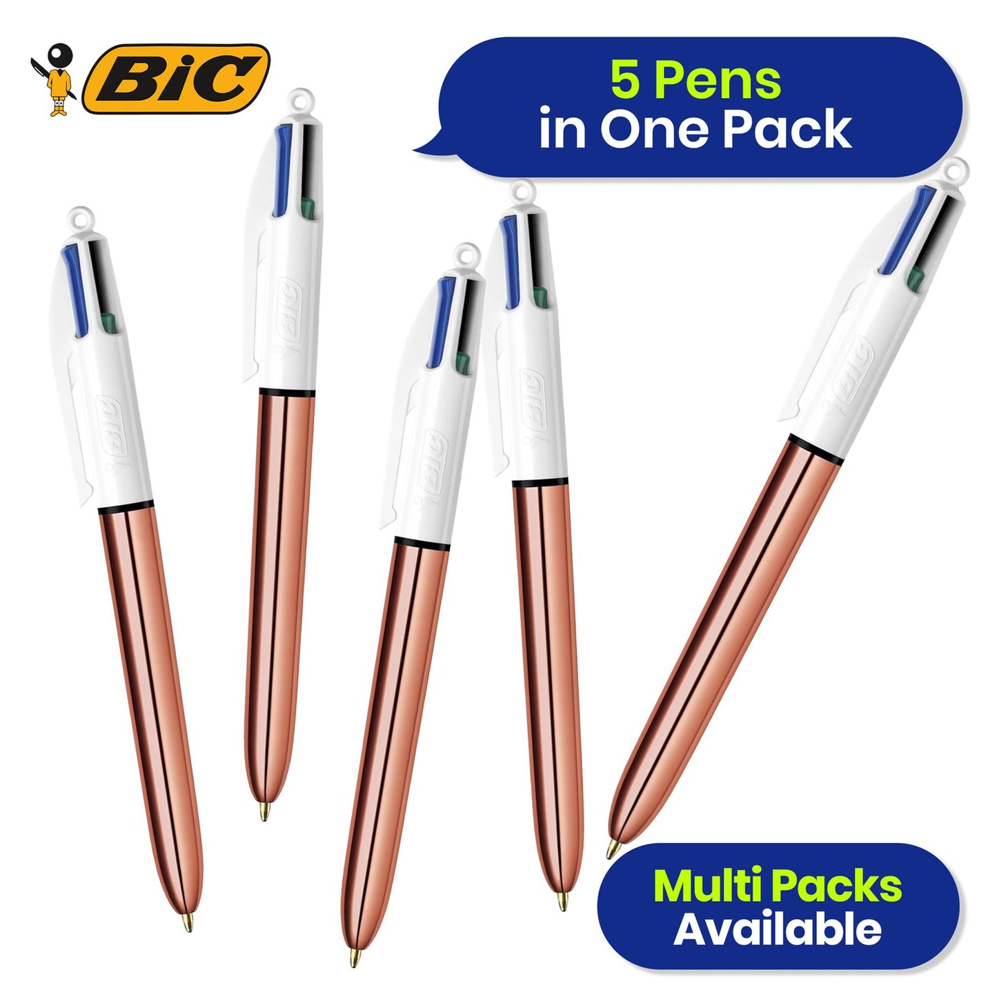 PILOT G2, Black, 8-Pack + BIC 4 Colours Rose Gold Pen, Multi Coloured Pens All In One,5 Pens Per Pack, 1 Pack + PILOT Pen 2605 G2 Blue (Pack of 6) + BIC 4 Colours Retractable Ballpoint Pens, Blue, Pack Of 3