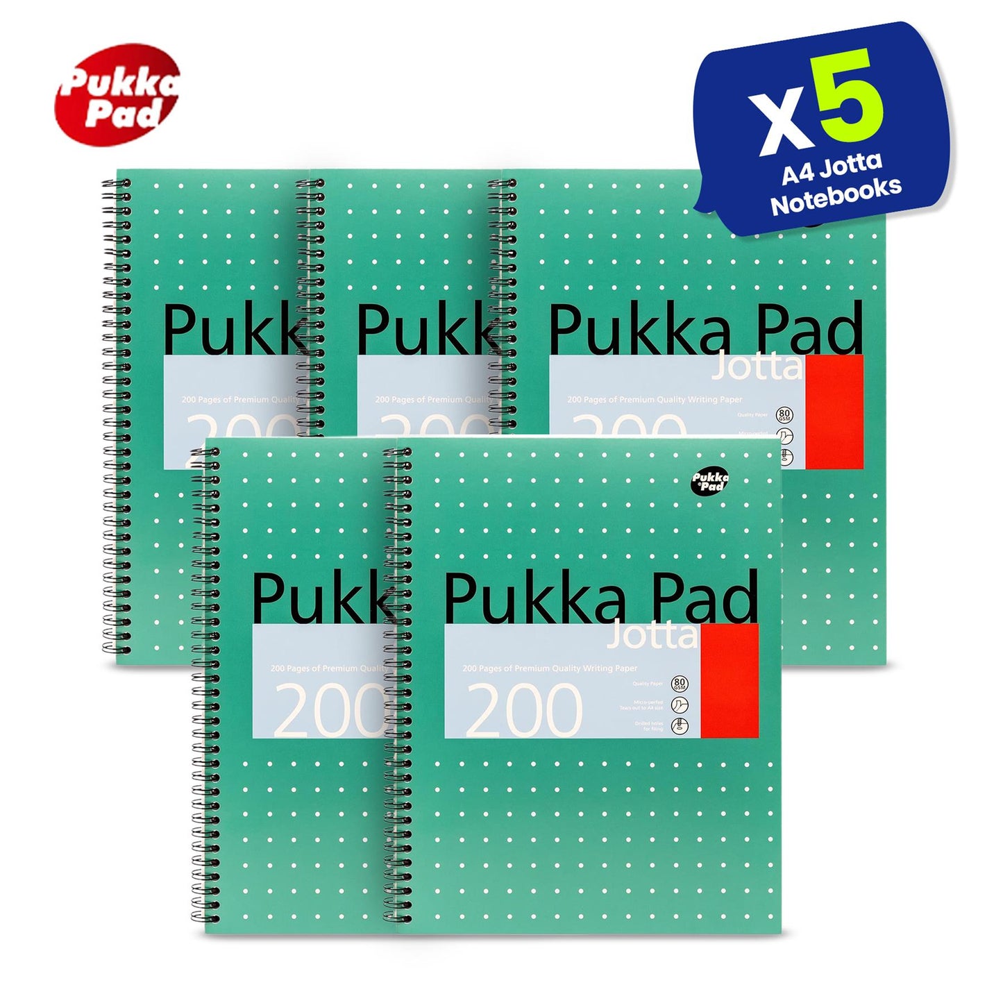 Pukka Pad Bundle,  A5 Jotta 12 Pack & A4 Metallic Jotta 5 Pack for School and Office