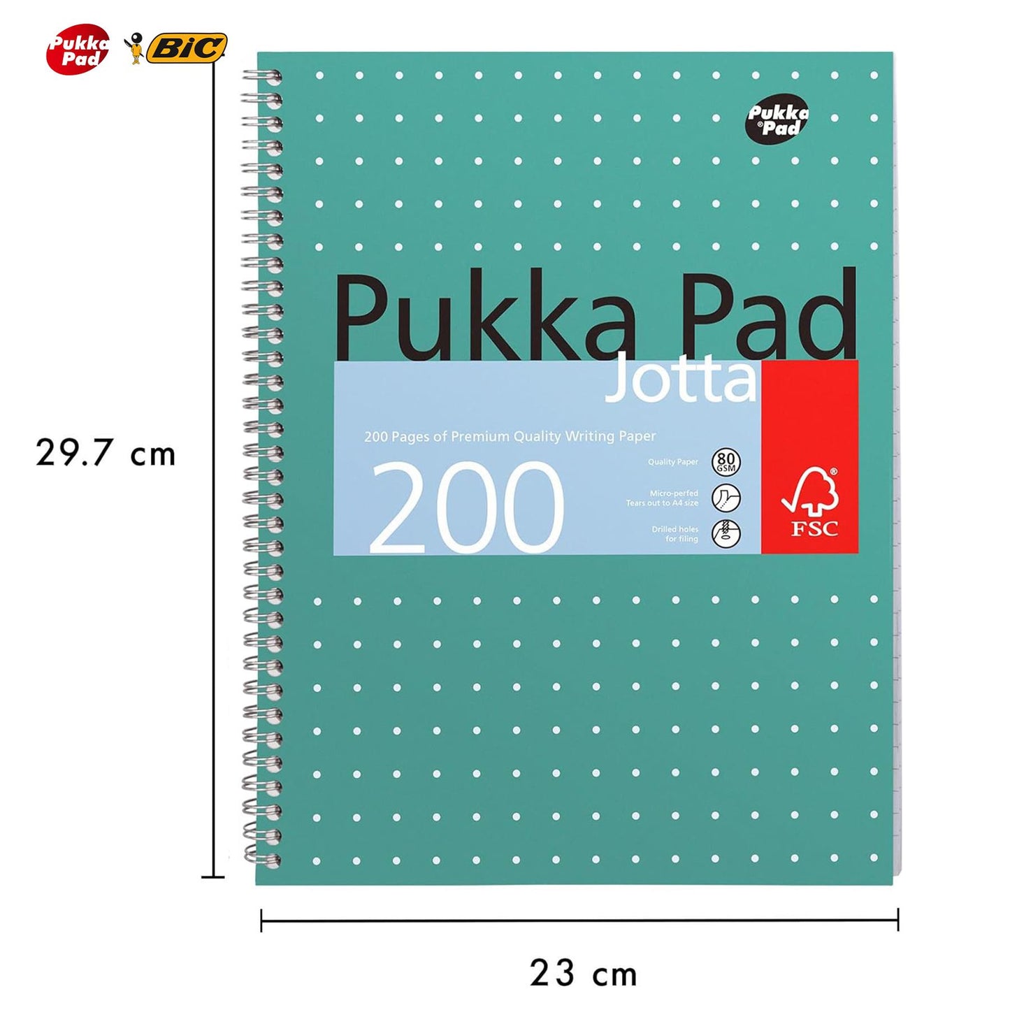 Pukka Pad, A4 Metallic Jotta Book 3 Pack � 21 x 30cm + BIC 4 Colours Shine Pens, Multicoloured Pen, Retractable Ballpoint Pens, Biro Pens, Medium 1.0mm, Green, Blue, Black, Red, 3 Pens Per Pack, 1 Pack