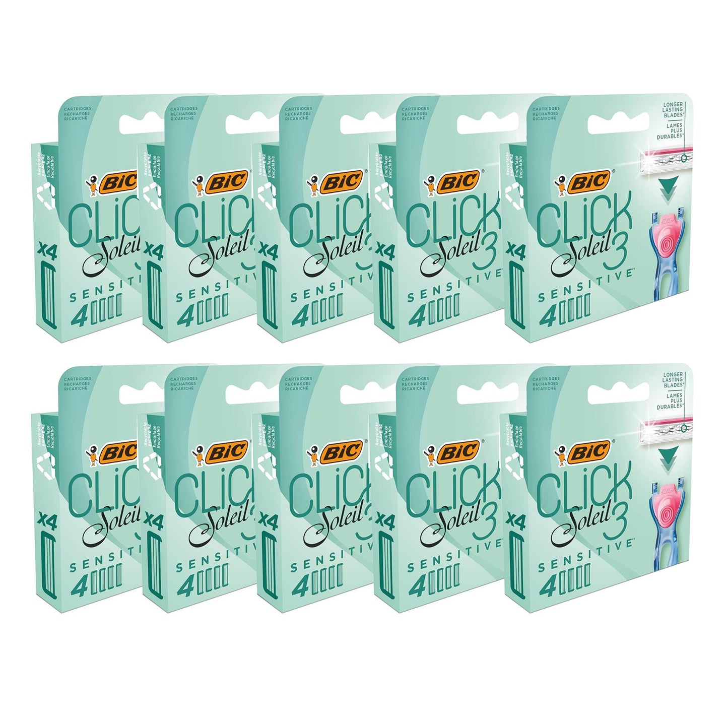 BIC Click 3 Soleil Sensitive Women's Razor Refills - 1 Box of 4 Blades