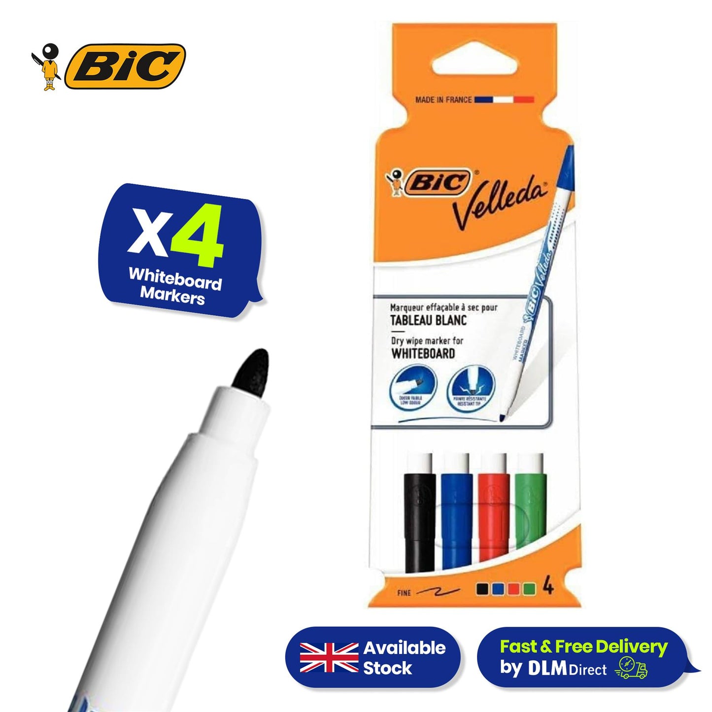 BIC Velleda Markers 4 Pack & 4x BIC Marking 2000 & 4 BIC Grip Highlighters & 3x BIC  Marking 2300