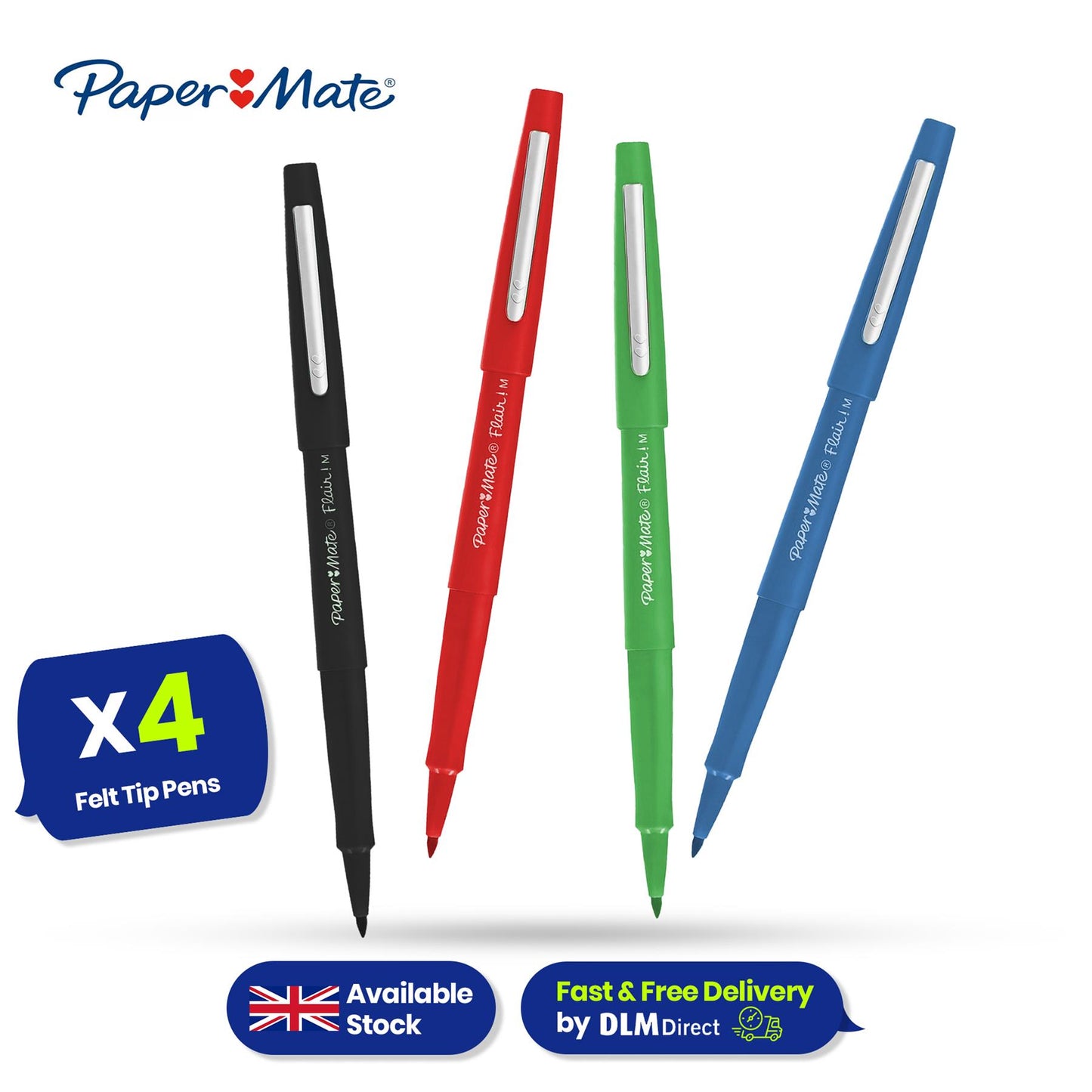 Pilot Frixion Clicker Erasable Pens 0.7mm 3 Pack, 7 Colours  BX V5 High Tech Rollerball Pen & 4 Pack Paper Mate Flair Pens