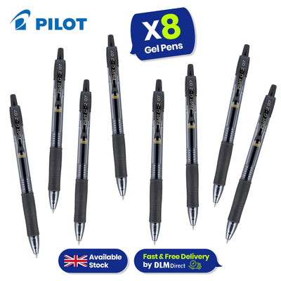 PILOT G2, Black, 8-Pack + BIC 4 Colours Rose Gold Pen, Multi Coloured Pens All In One,5 Pens Per Pack, 1 Pack + PILOT Pen 2605 G2 Blue (Pack of 6) + BIC 4 Colours Retractable Ballpoint Pens, Blue, Pack Of 3