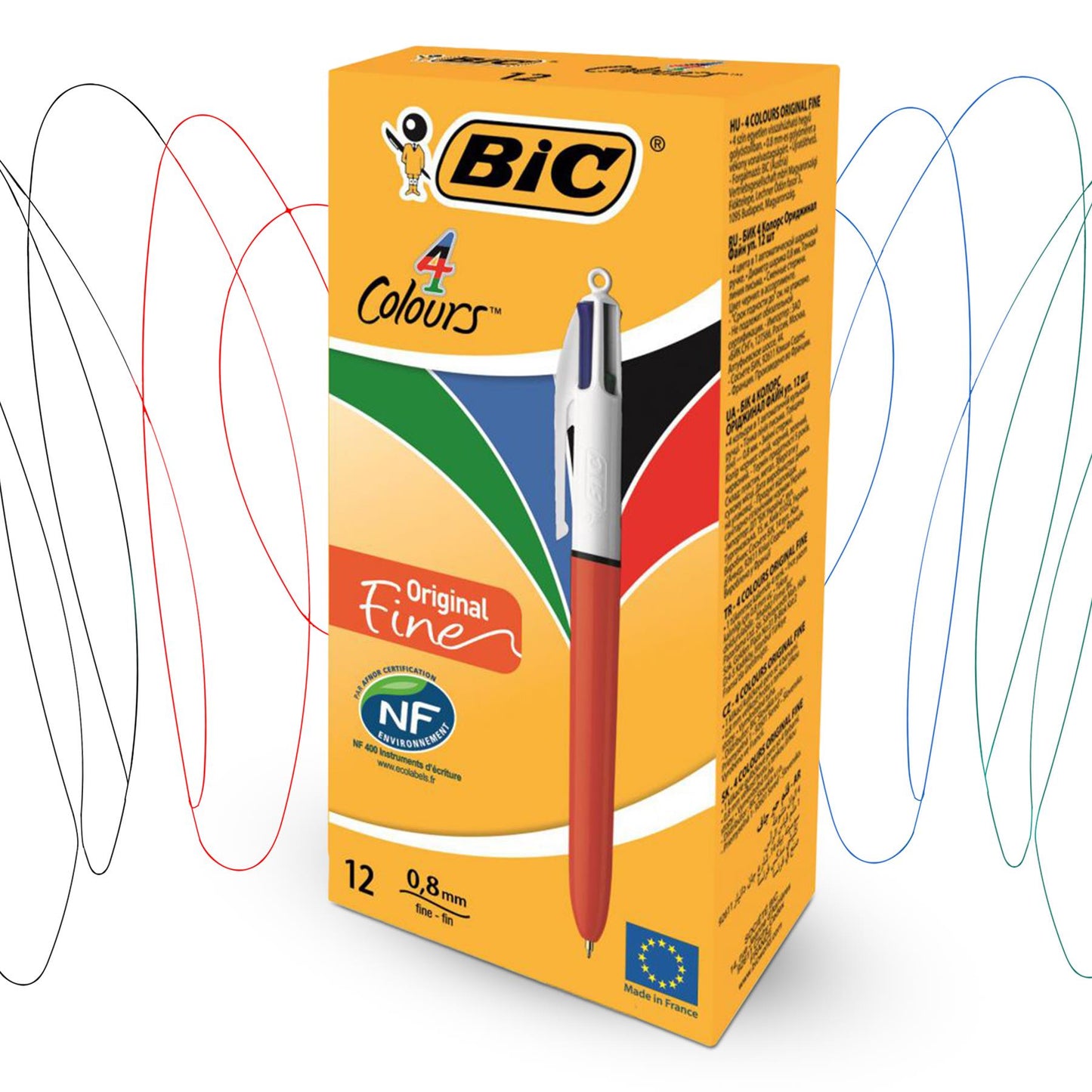 Bic 4-Colours Original Fine Ballpoint Pen 1.0mm Tip - Single Pen