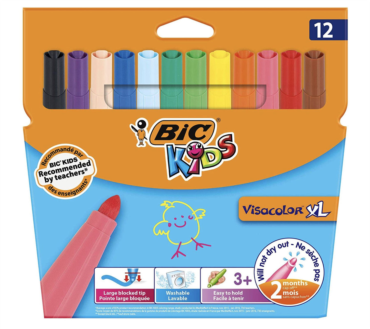 BIC Kids Visacolor XL ECOlutions Colouring Pens Assorted - Pack of 12 - 1 to 5 Packs