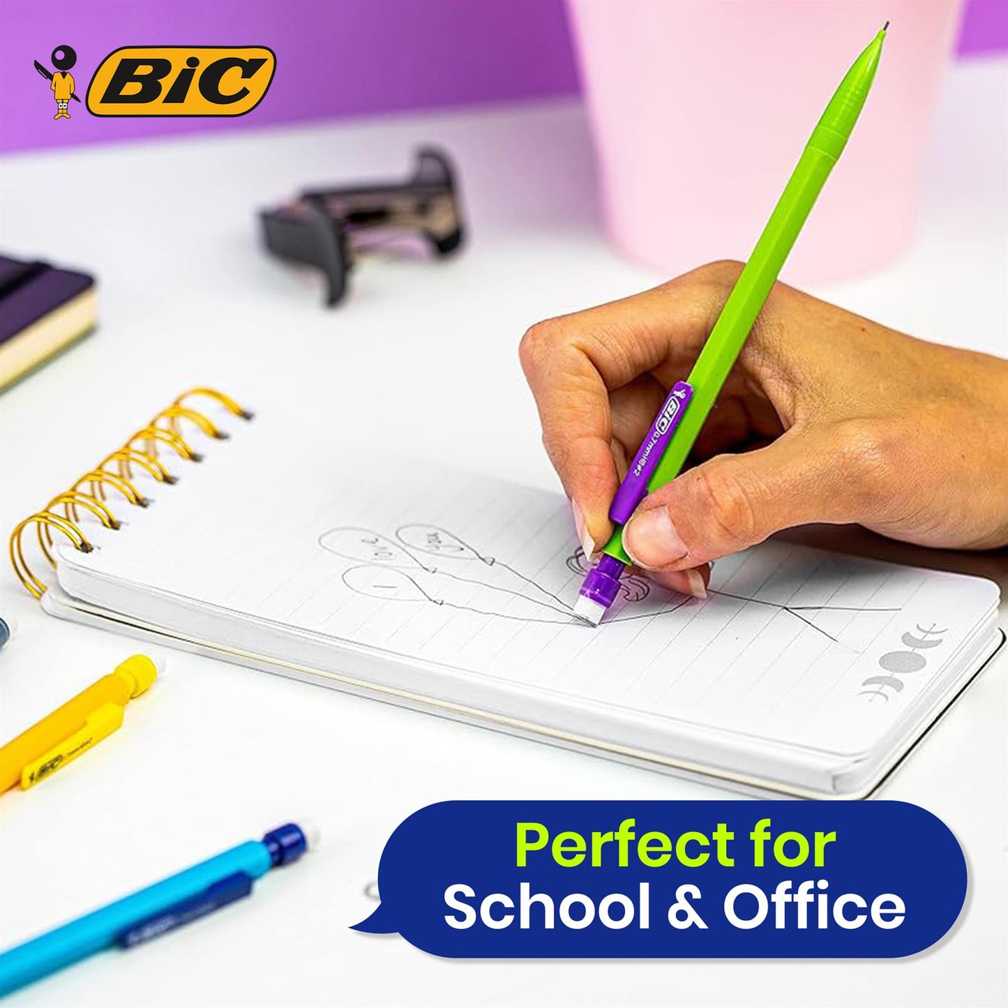 10x BIC Matic Mechanical Pencils & 3x Pilot G2 07 Light Blue Gel Ink Pens for Professional Use