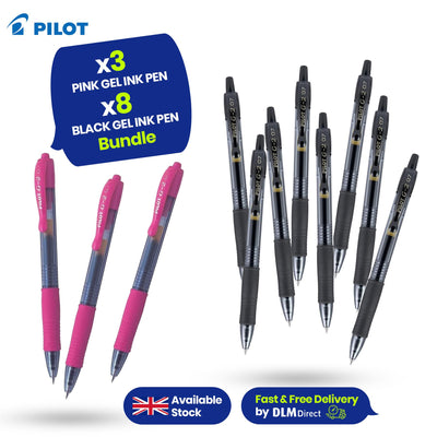 Get PILOT G2 Premium Black Gel Pens 8 Pack & Pink Fine Point Retractable Pens 3 Pack for School & Office