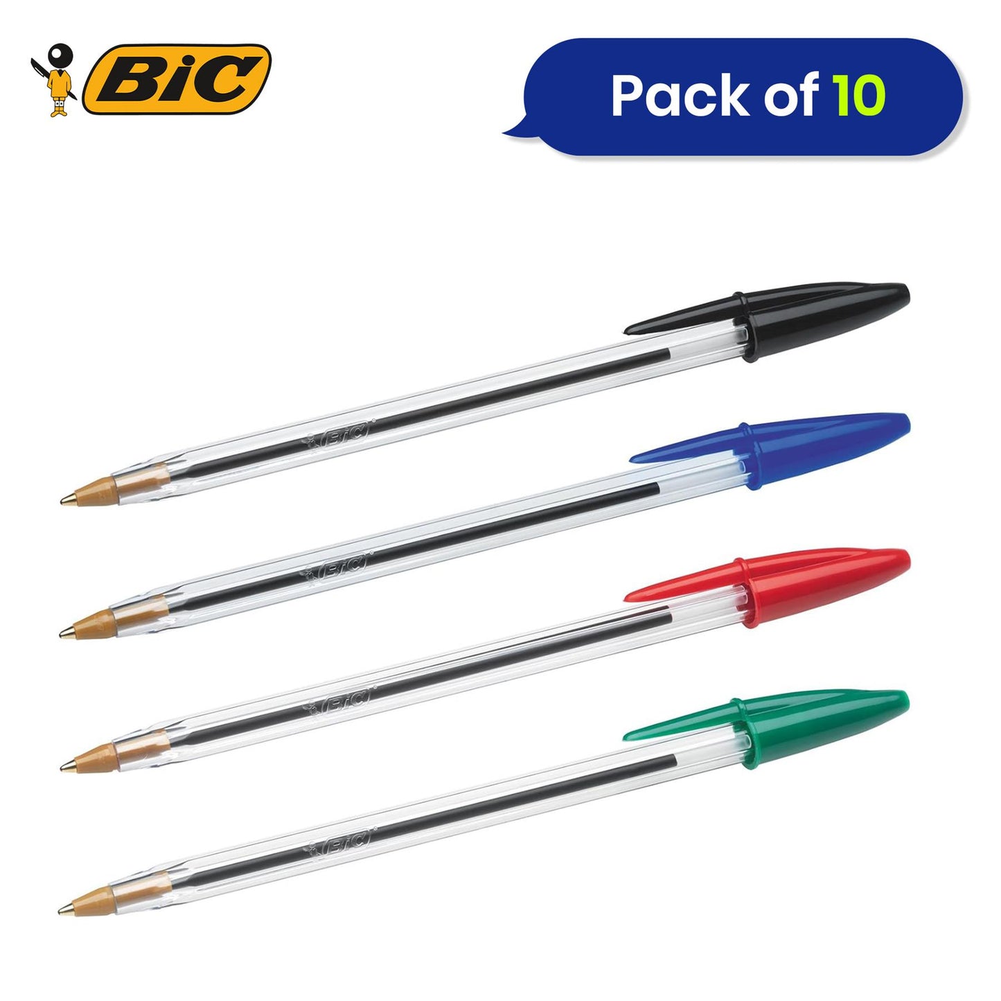 10x BIC Cristal Original Ballpoint Pens & 10x Tipp-Ex CorrectionTape Ideal for School & Office Essentials