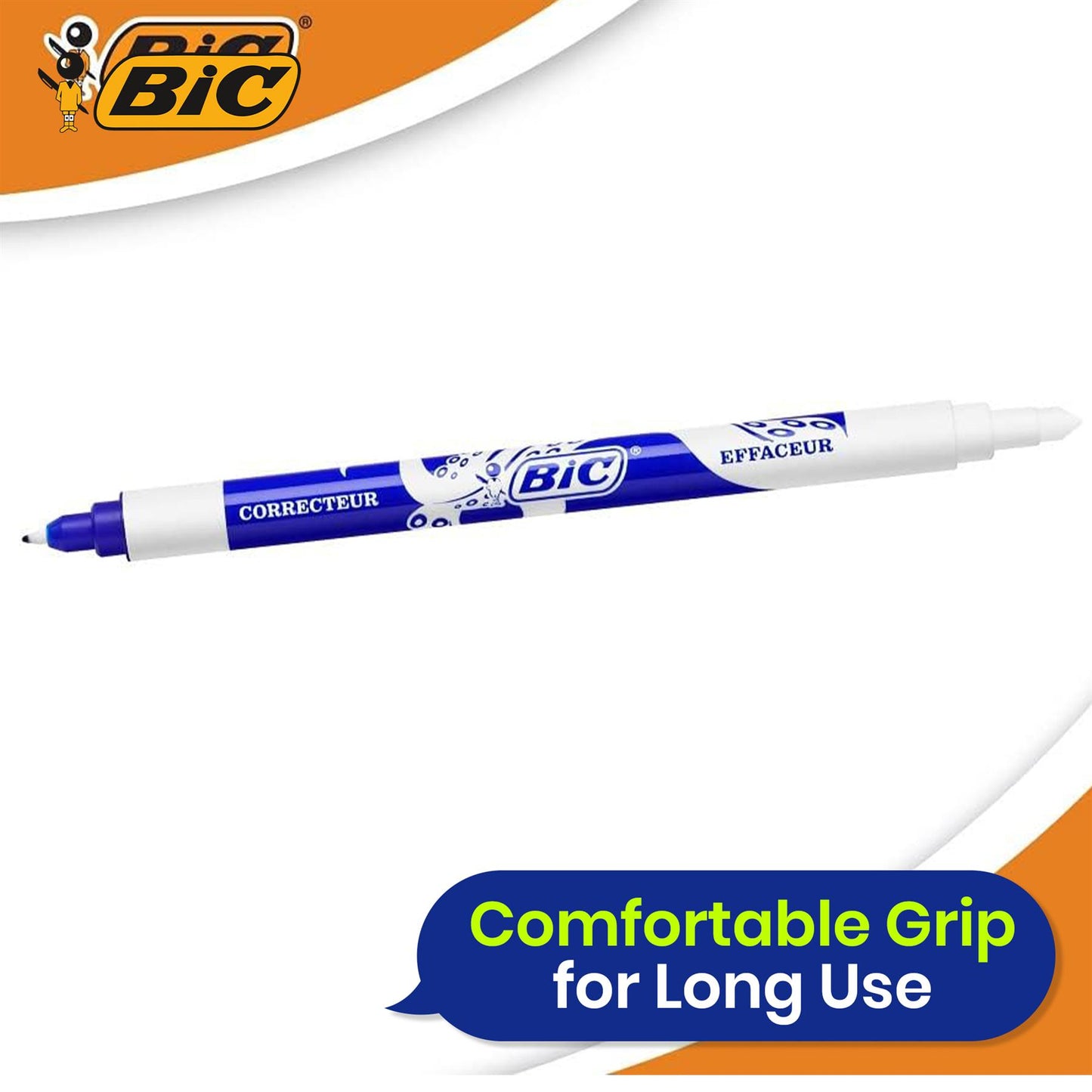 BIC Dual Tip Ink Eraser Rubber with Precision Ink Removal for Home & Office