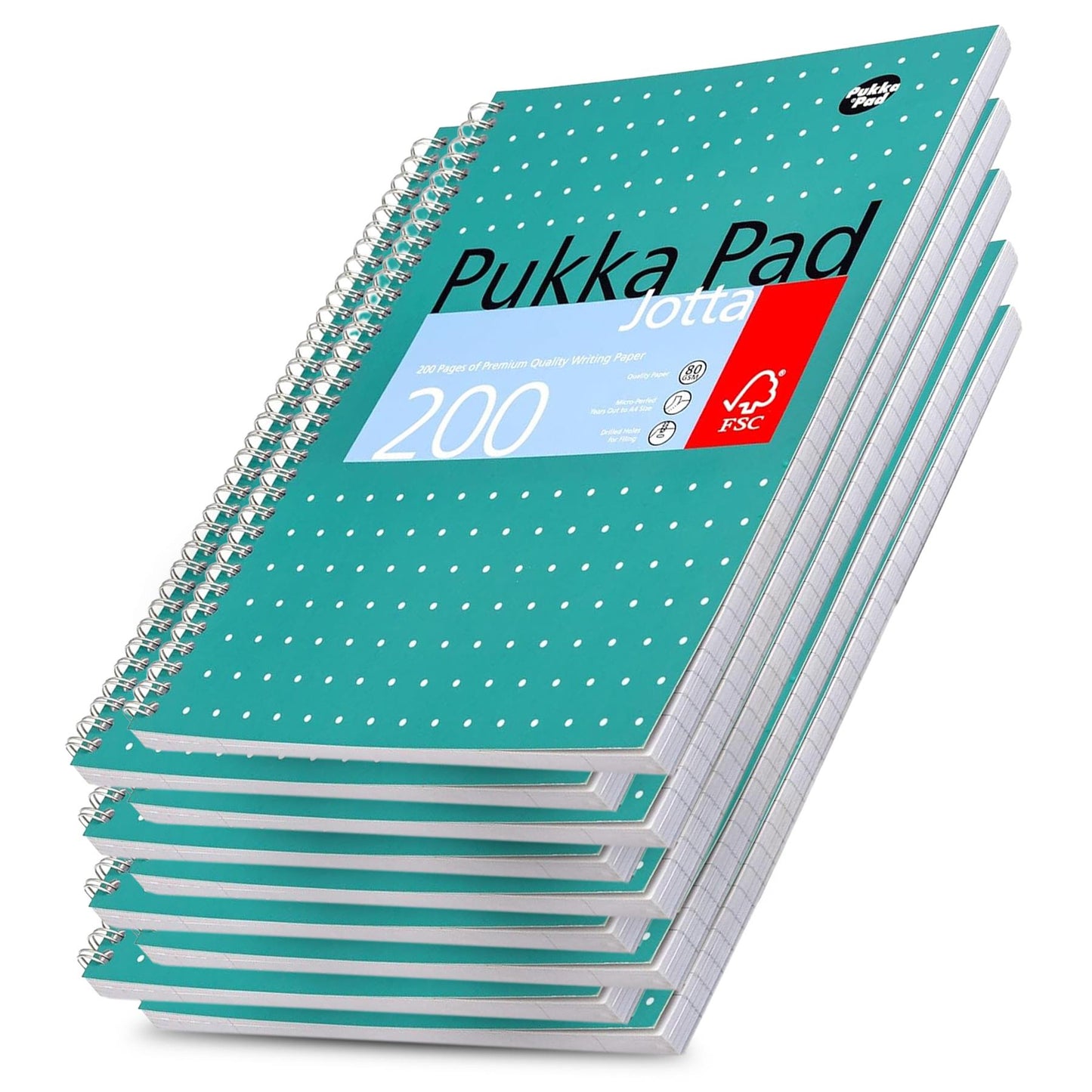 Pukka Pad A4+ Metallic Jotta Book, 200 Pages, 8mm Lined Green, 80 GSM, Wirebound & Perforated for School & Office Use