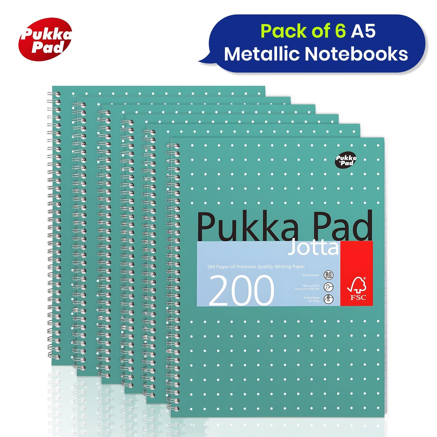 Pukka Pads A5 Notebook 6-Pack, 200 Pages, Tipp-Ex Mini Pocket Mouse 3-Pack & BIC 4 Multi-Colour Pens