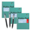 Pukka Pad, A4 Metallic Jotta Book 3 Pack � 21 x 30cm + BIC 4 Colour Grip Pro Pen Plastic Barrel 1.0mm Multi-Pen Four Ink Colours