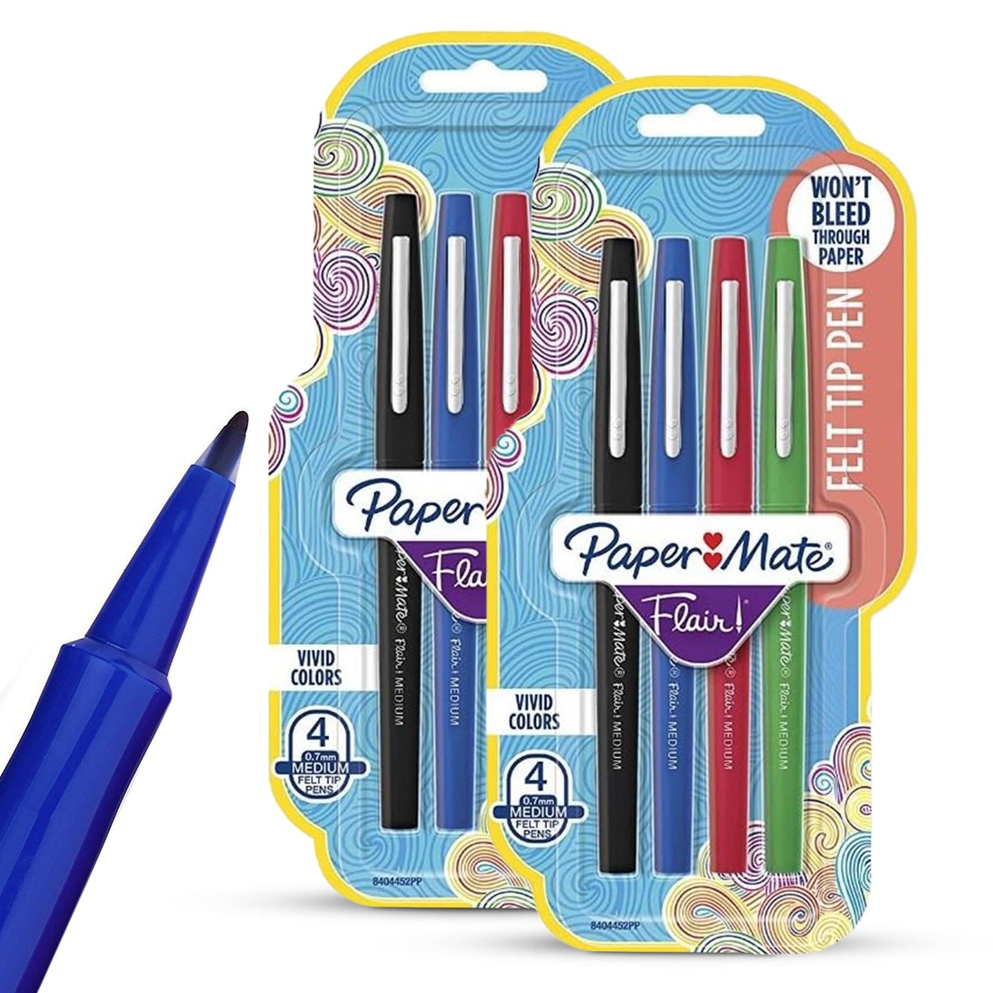 Paper Mate 8 Pack Flair Felt Tip Pens & Pukka Pad 3 Pack A4 Notebooks, 200 Pages for Office & School