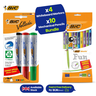 Bic Whiteboard Marker Pen, Pack of 4 +  BIC Matic Combos Mechanical Pencils 0.7 mm Pack of 10