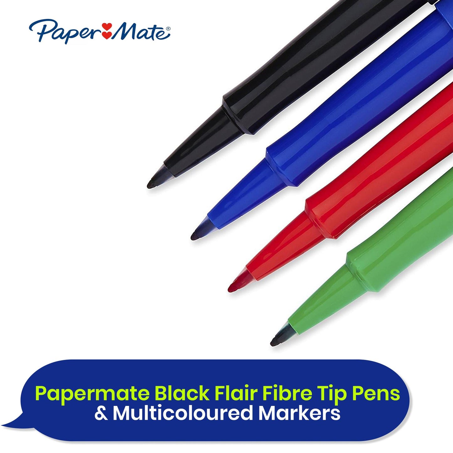 Papermate Flair Black Pack of 6 + Papermate Flair Assorted Colors 1Blue, 1Red, 1Green, 1Black