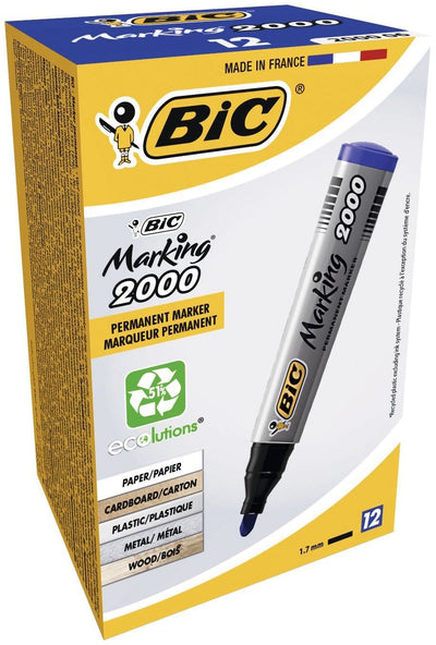 BIC Marking 2000 ECOlutions Permanent Bullet Tip Markers Blue - Box of 12 - 1 to 5 Packs