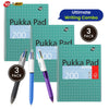 Pukka Pad, A4 Metallic Jotta Book 3 Pack � 21 x 30cm + Bic Grip 4-Colours Retractable Pens [Pack of 3] 1 x Grip, 1 x Grip Pro, 1 x Grip Fun/Fashion colours Medium 1.0mm