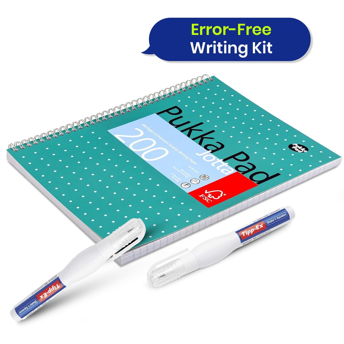 Pukka Pad 3x A4 Jotta Notebook & 3x TIPP-Ex Shake n Squeeze Correction Pens Ideal for School and Office Use