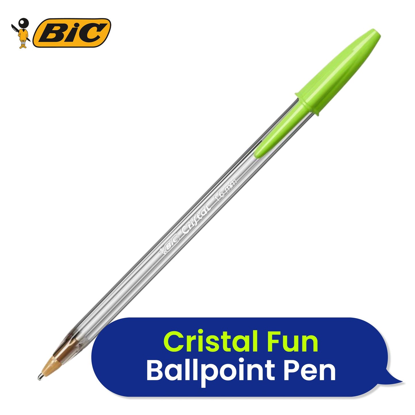 BIC Cristal Fun Ballpoint Pens Assorted Colours 1.6mm 4 Pack