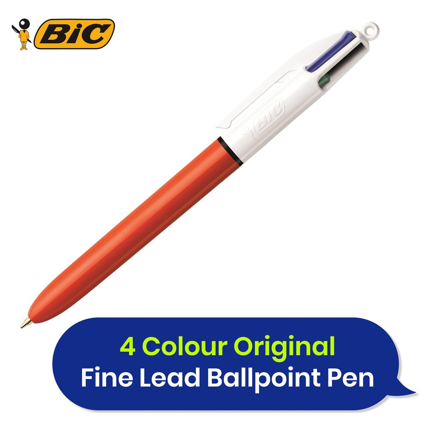 Bic 4-Colours Original Fine Ballpoint Pen 1.0mm Tip - Single Pen