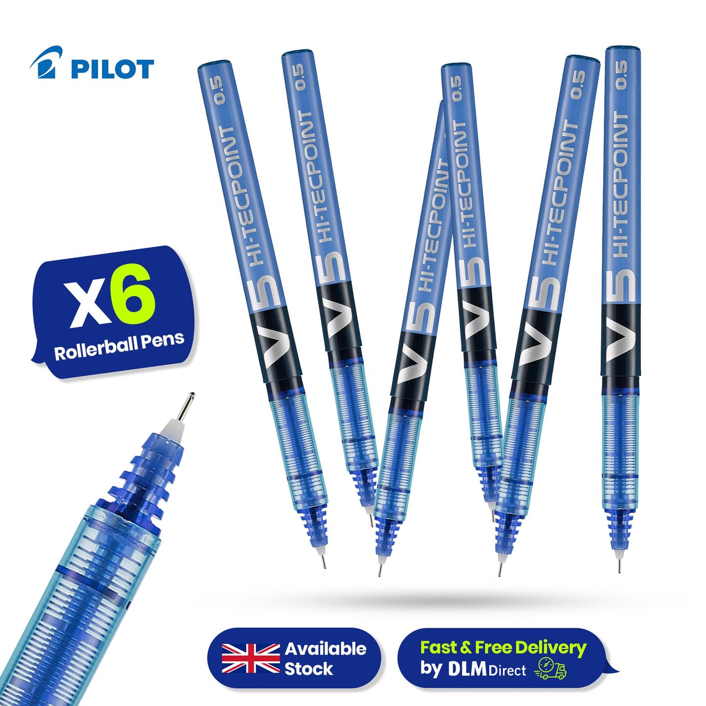 Pilot V5 Liquid Ink Rollerball Fine Value Pack Black (Pack of 6) + Pilot V5 Liquid Ink Rollerball Fine Value Pack Blue (Pack of 6)