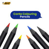 BIC 4 Colour Ballpoint Pens 6 Packs and 3x Pukka Metallic A5 Pad & 12 BIC Conte Colouring Pencils for School & Office