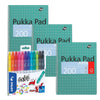 Pukka Pad 3x A4 Jotta Notebook & 12x Pilot Frixion Fibre Tip Colouring Pen Ideal for School and Office Use