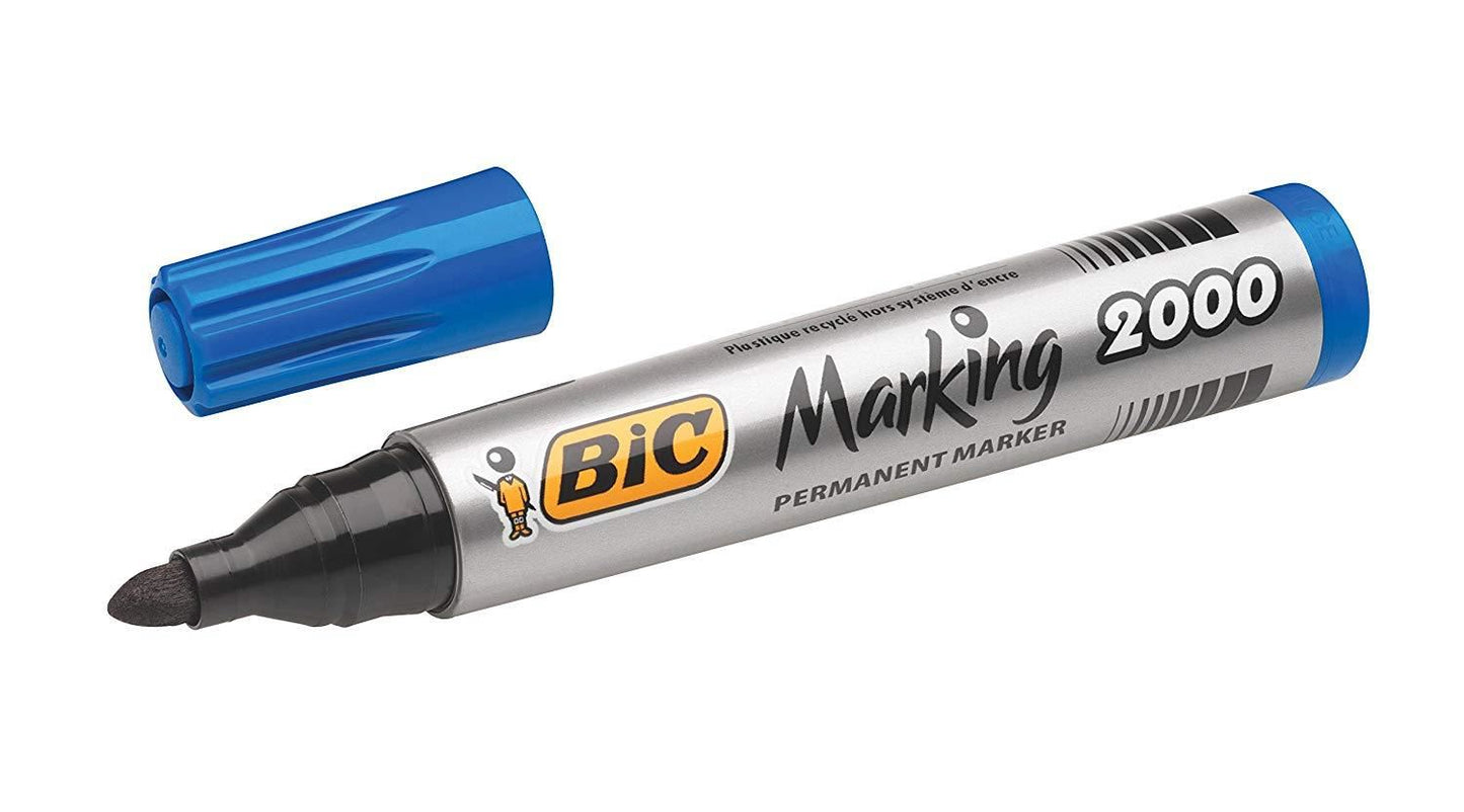 BIC Marking 2000 ECOlutions Permanent Bullet Tip Markers Blue - Box of 12 - 1 to 5 Packs