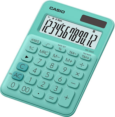 Casio Colourful Desk Calculator (Green) - MS-20UC-GN-S-EC - Pack of 1 to 5