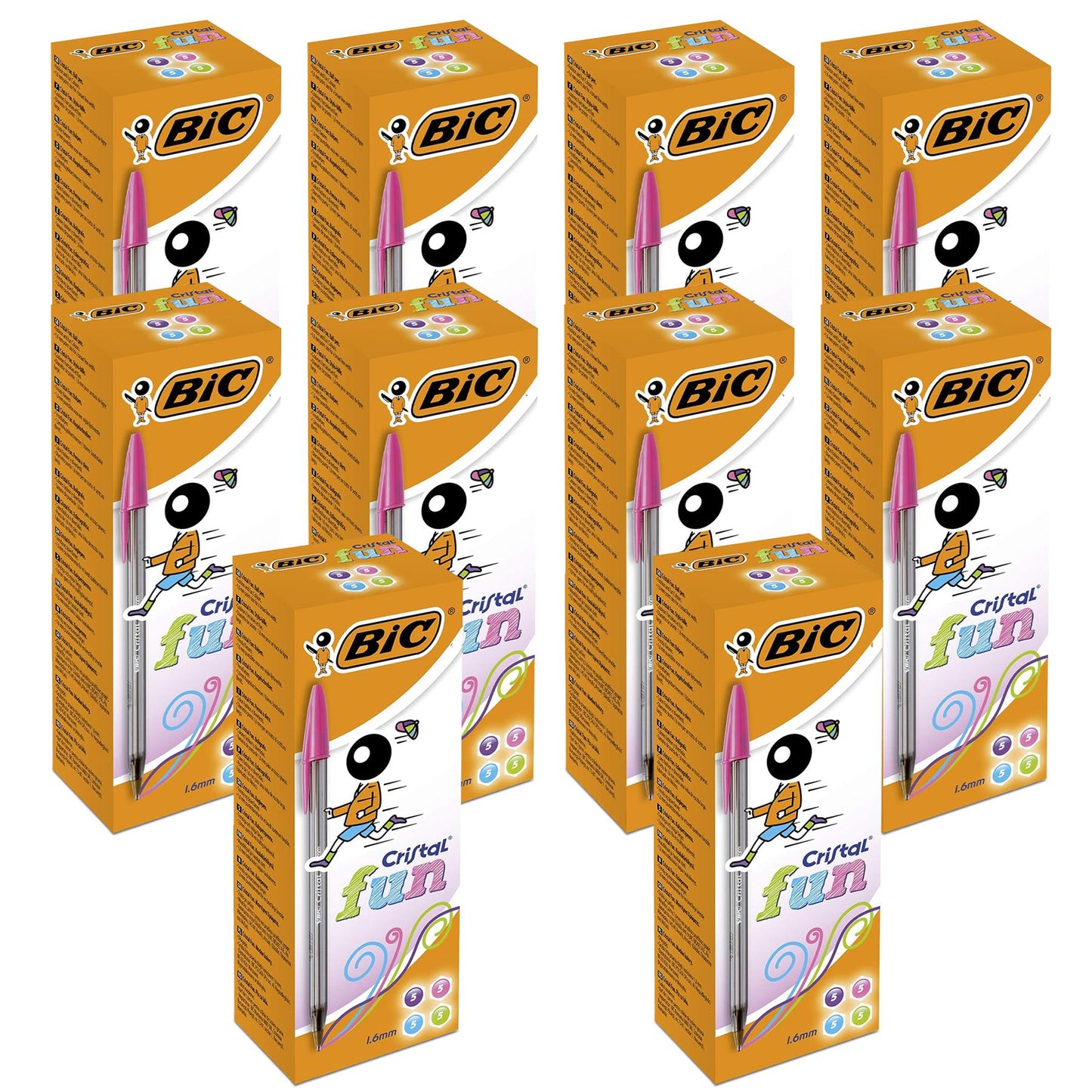 20x BIC Cristal Fun Ballpoint Pens 1.6mm Assorted Colours