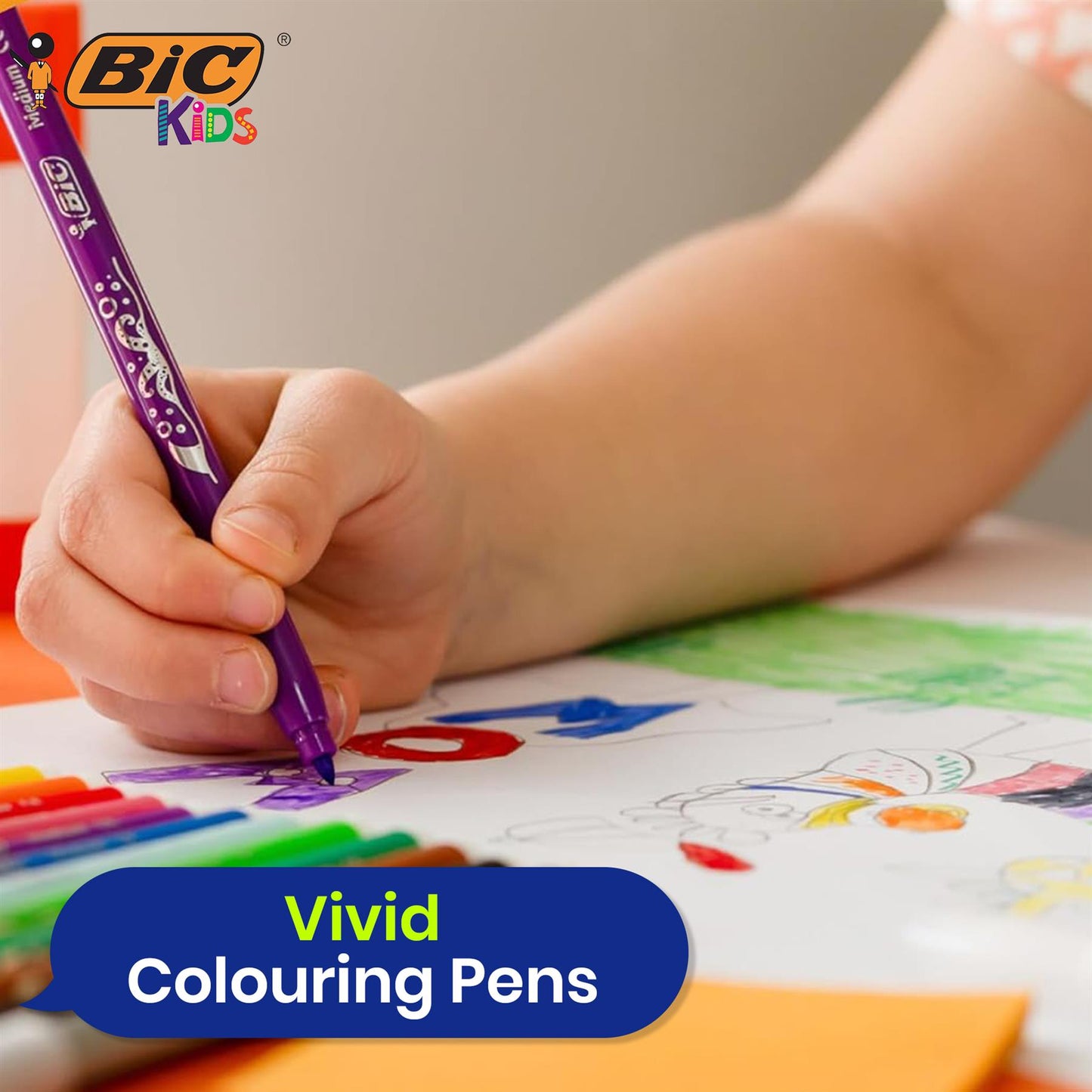 BIC Kids Felt Tip Pens with Medium Blocked Tip 24 Colours