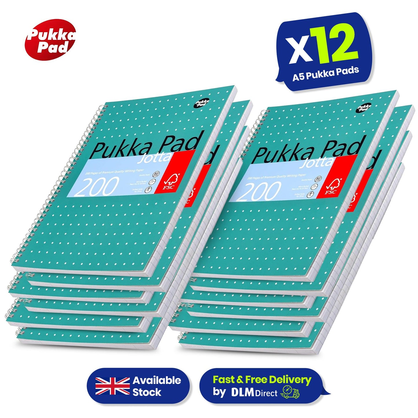 Bic Cristal Original Ballpoint Pens PACK OF 8 + Pukka Pad Jotta A5 Notebook PACK OF 12