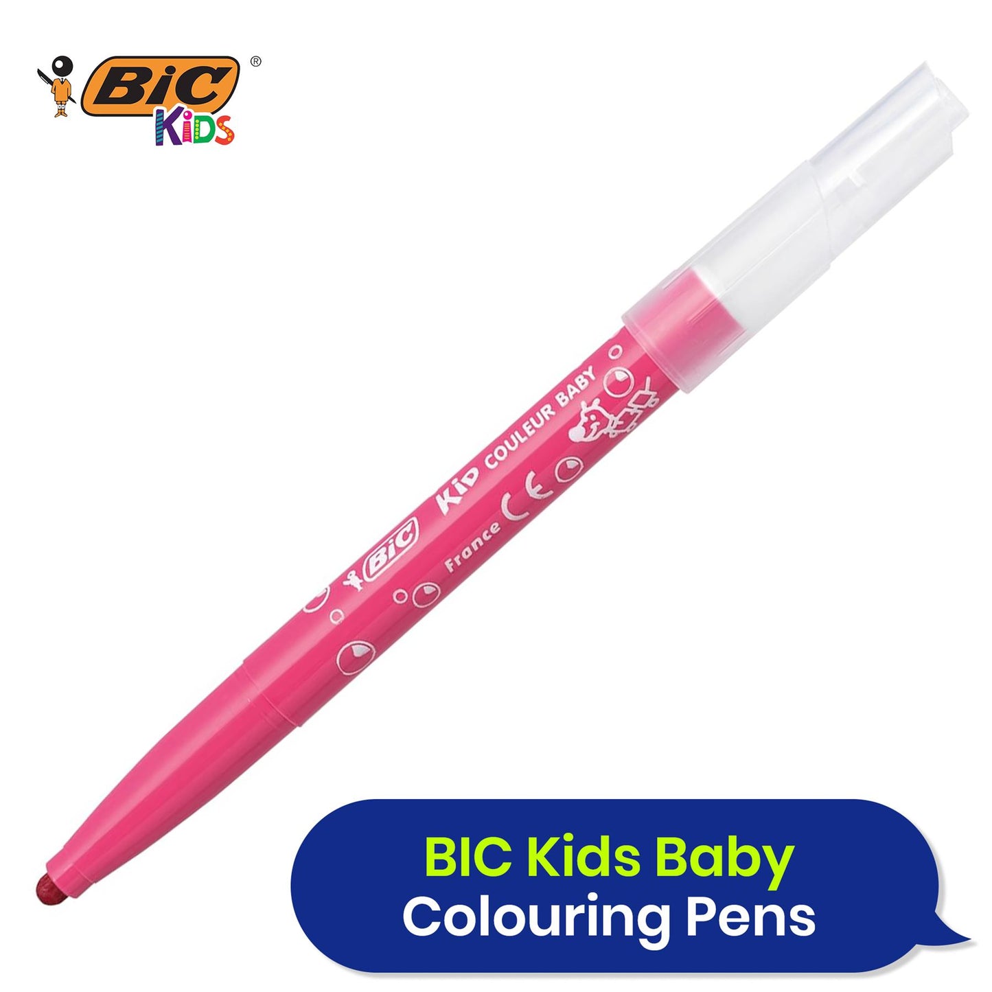 12x BIC Kids Kid Couleur Baby Colouring Pens & Evolution Ecolutions Colouring Pencil 18Pcs Pencils, Washable Ink and Easy to Use Set