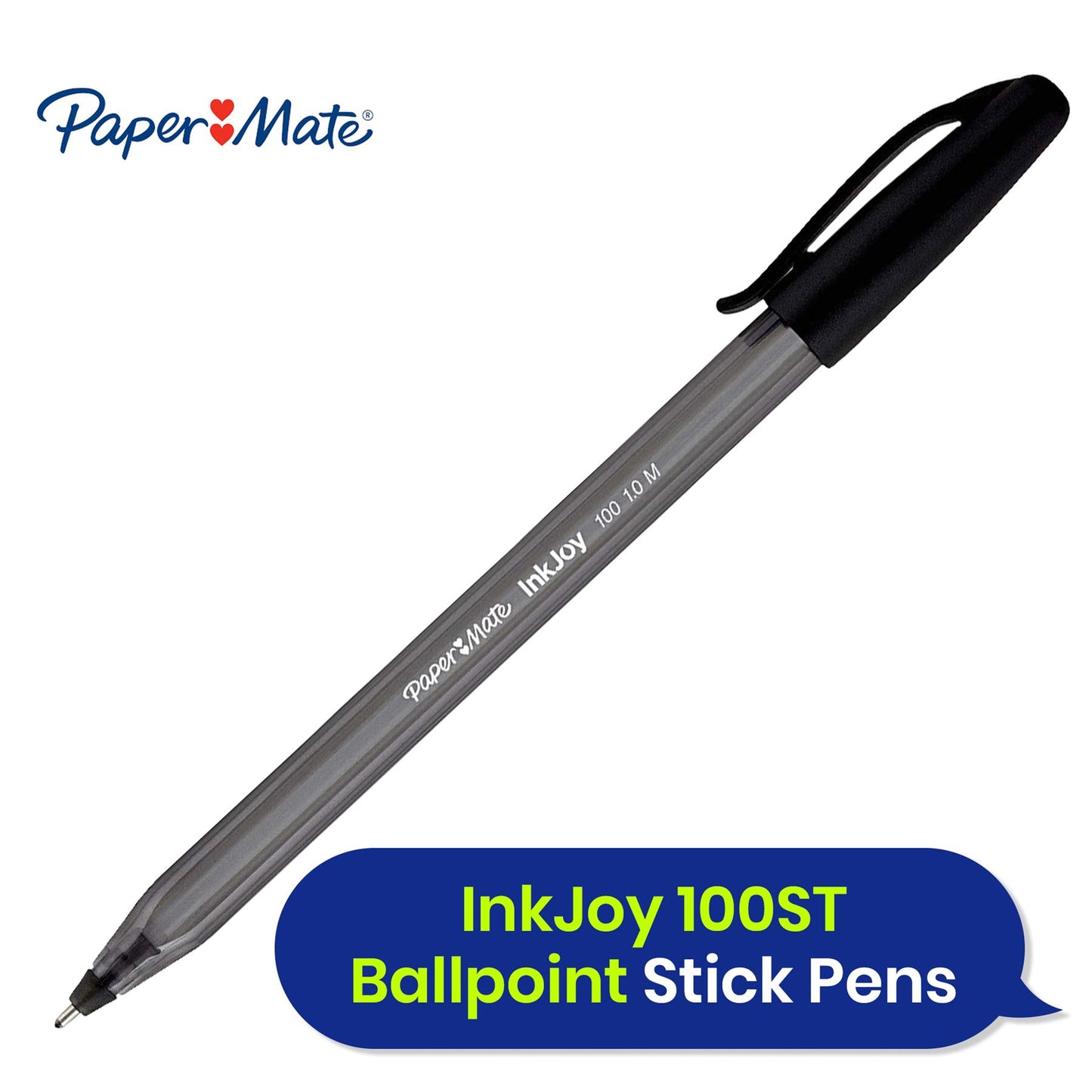 Paper Mate InkJoy 100ST Ballpoint Stick Pens, Black , Pack of 8 + BIC 4-Color Shine Ballpoint Pen 3-Count